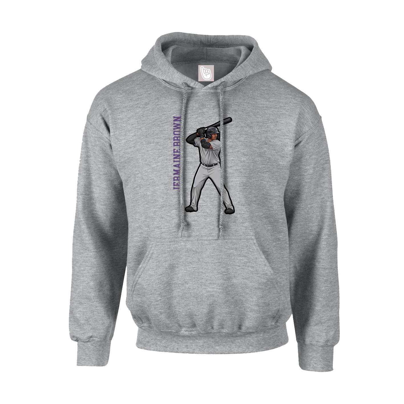 Hoodie — Name Vertical in Grey