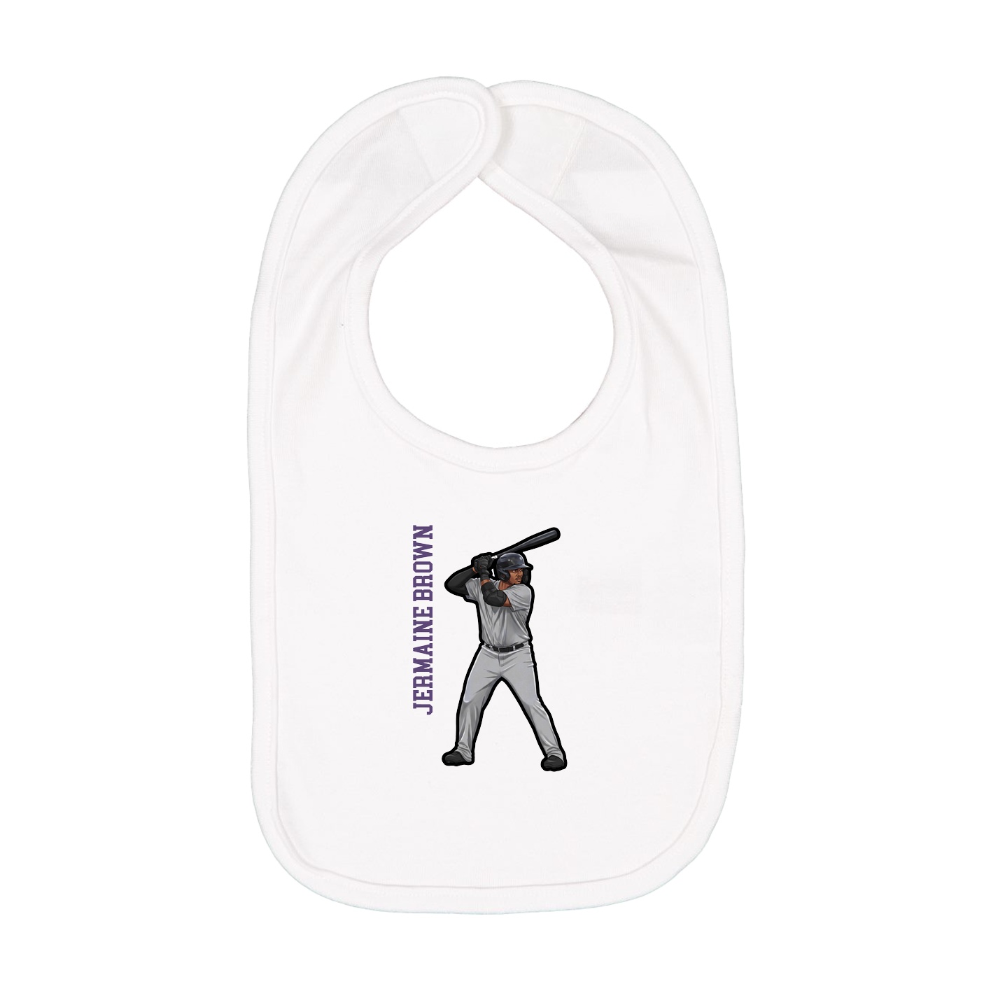 Infant Bib — Name Vertical in White