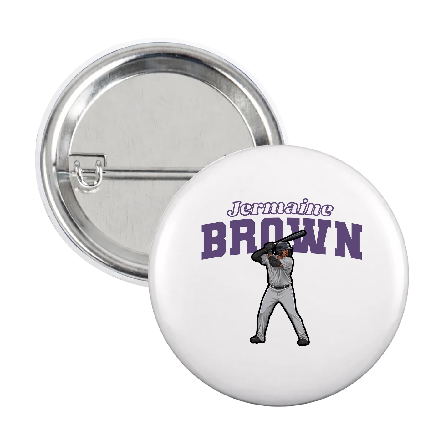 Game Day Button — Name Arch in White