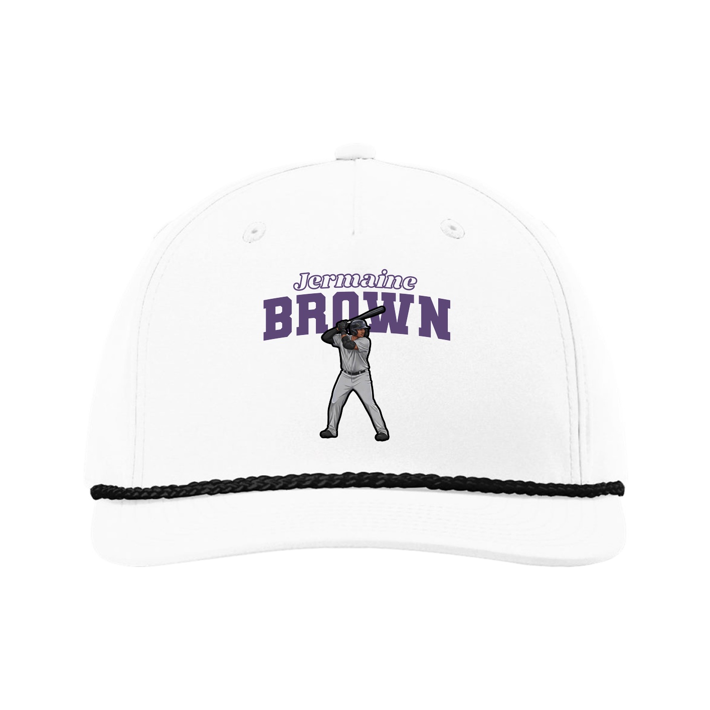 Five-Panel Classic Rope Cap — Name Arch in White