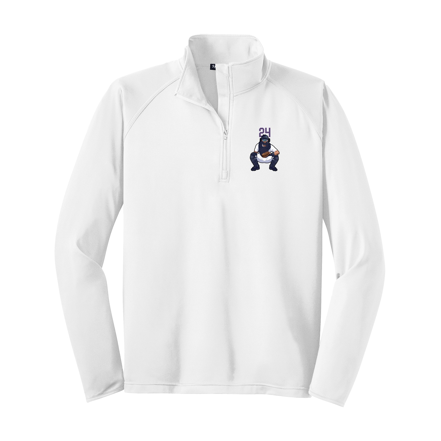 Q-Zip Pullover — Number Top in White