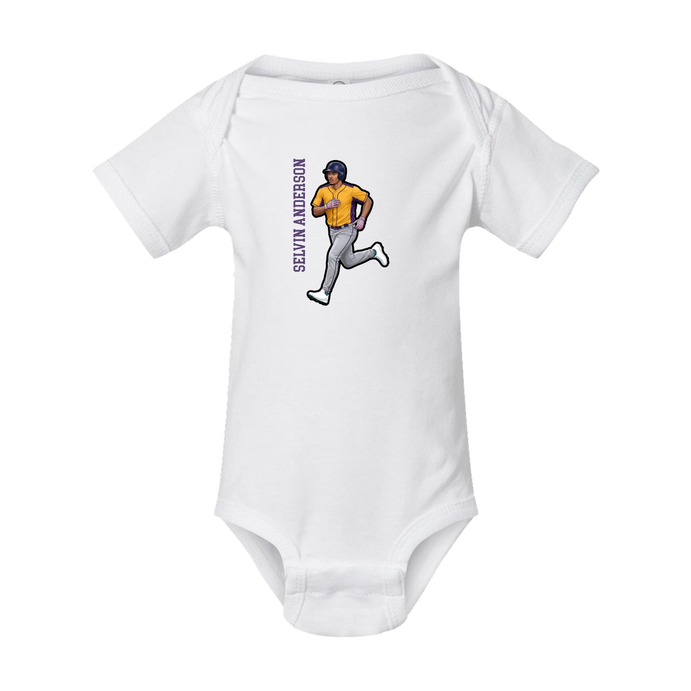 Baby Onesie — Name Vertical in White