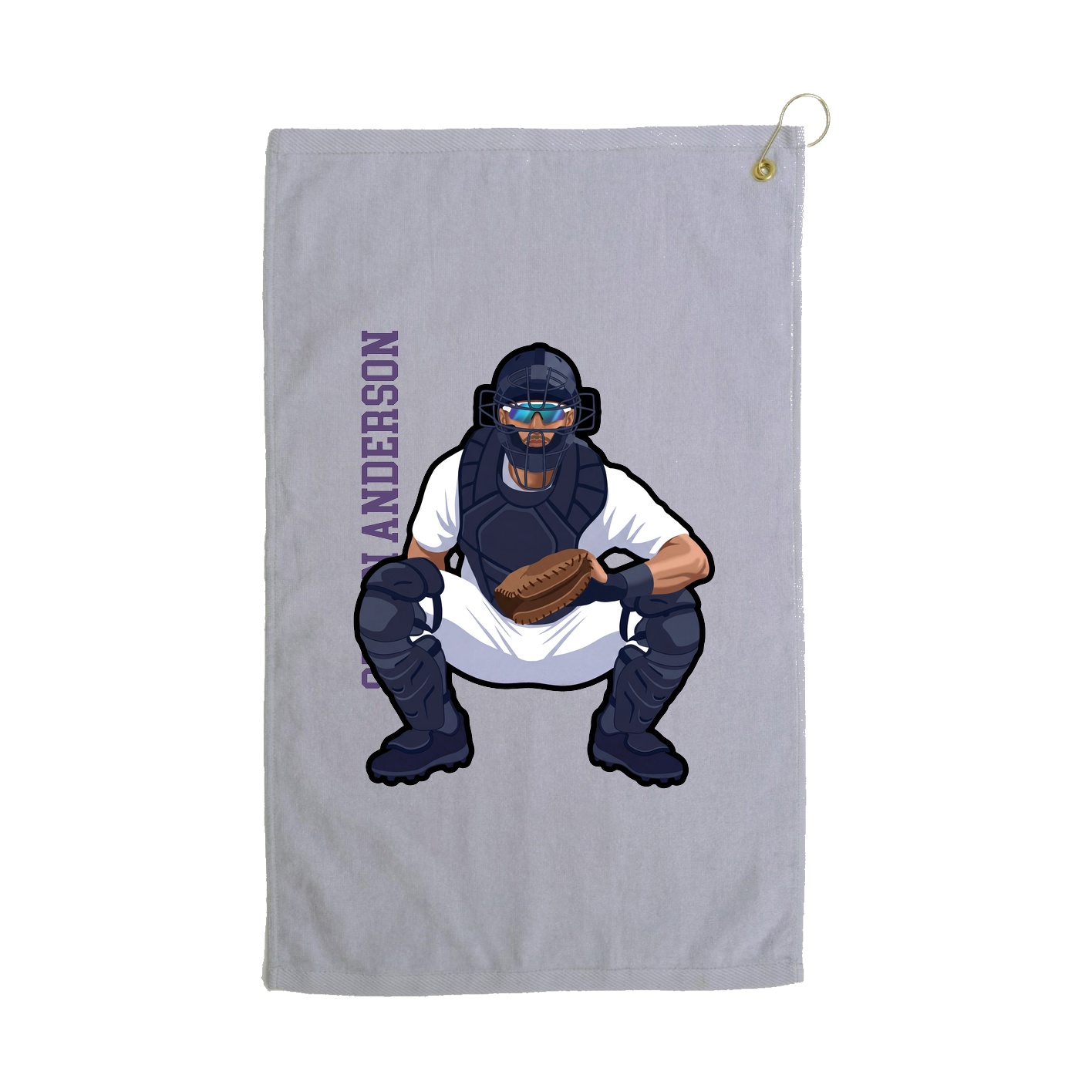 Golf Towel — Name Vertical in Grey