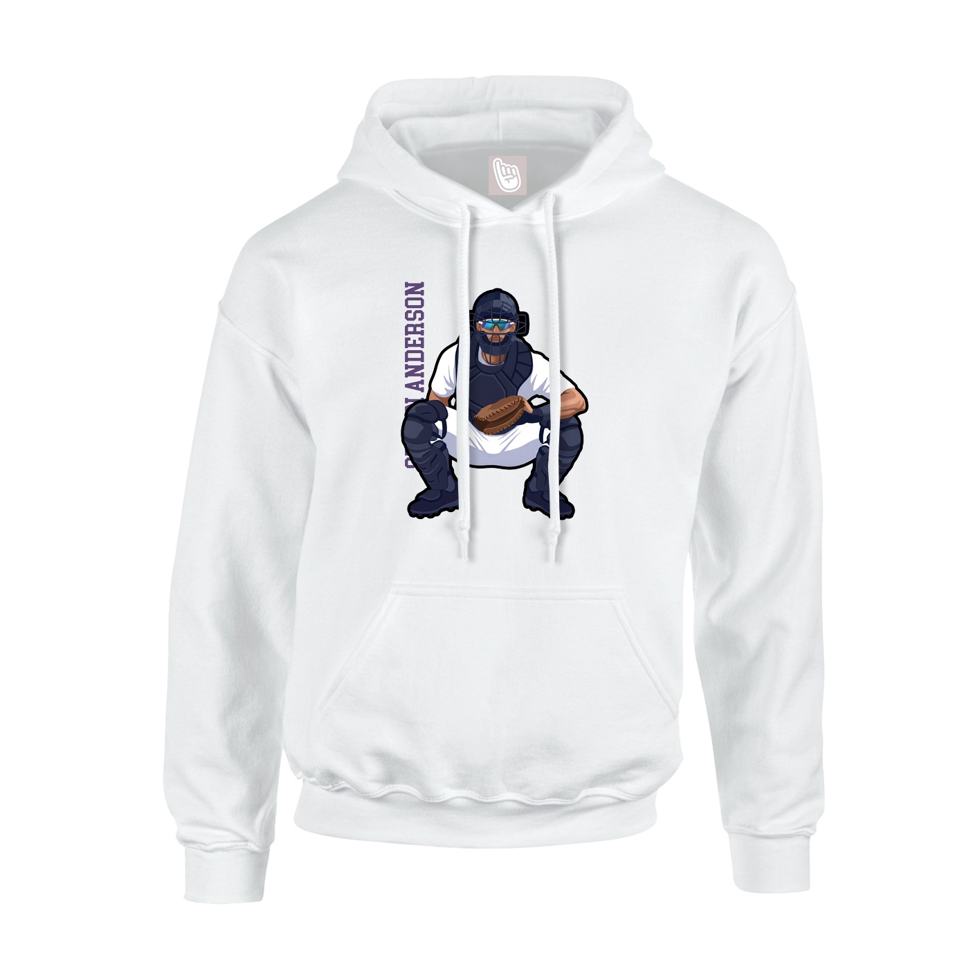Youth Hoodie — Name Vertical in White