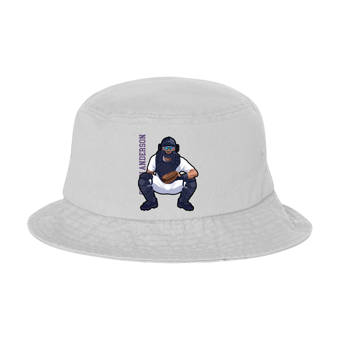 Bucket Cap — Name Vertical in White