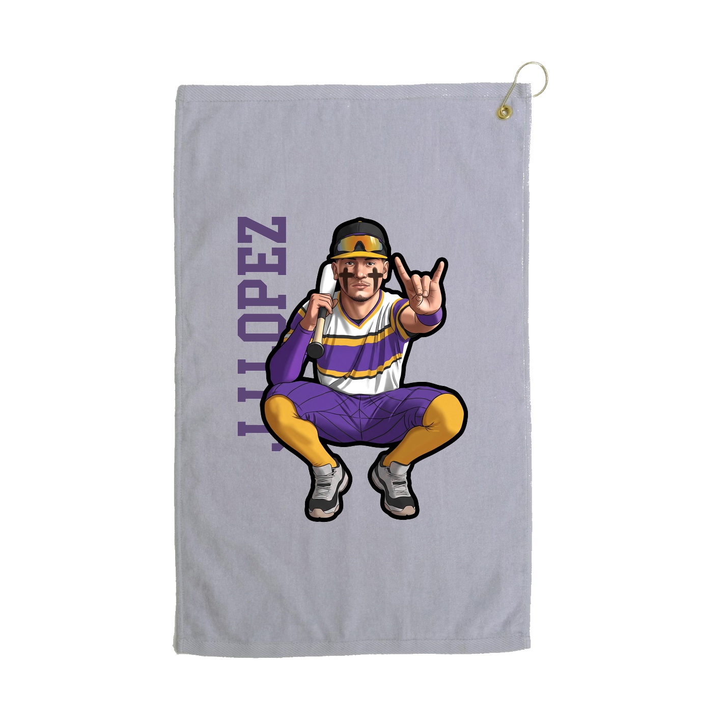 Golf Towel — Name Vertical in Grey