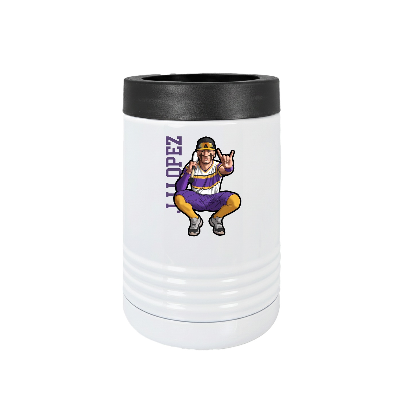 Beverage Holder — Name Vertical in White