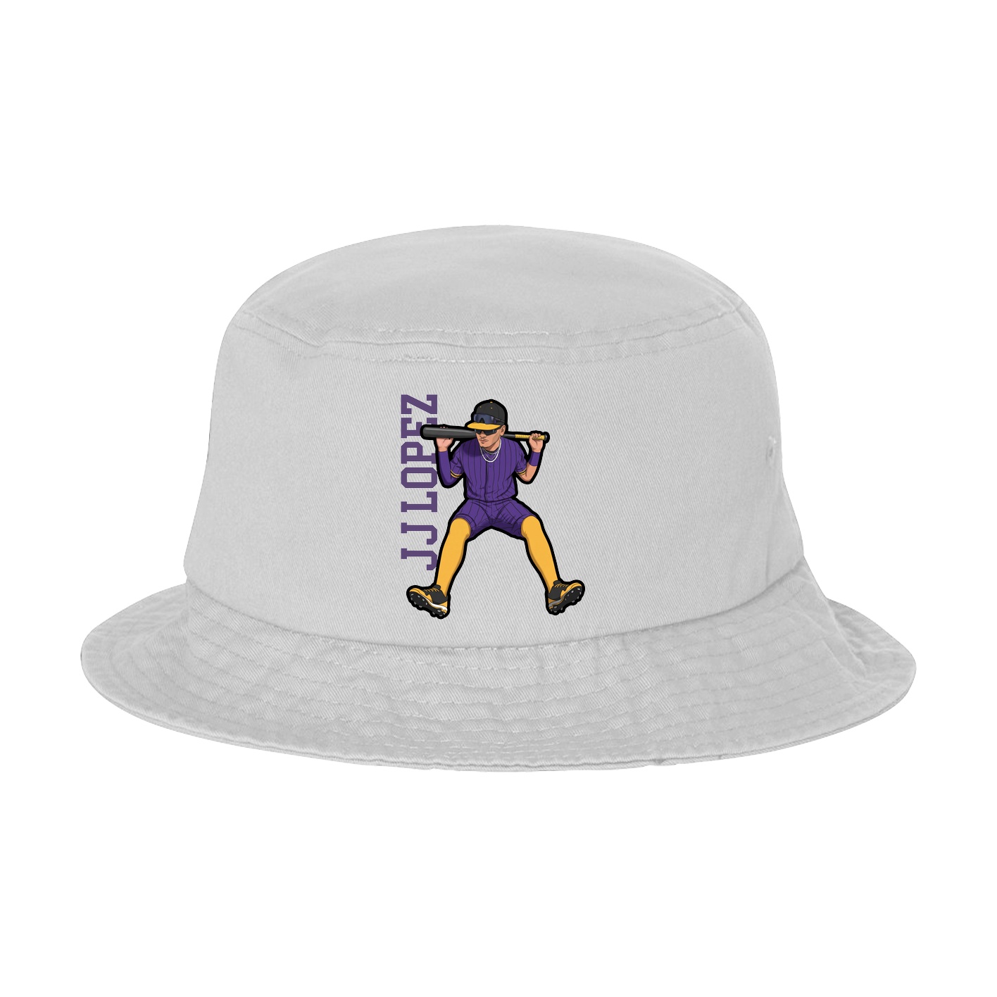 Bucket Cap — Name Vertical in White