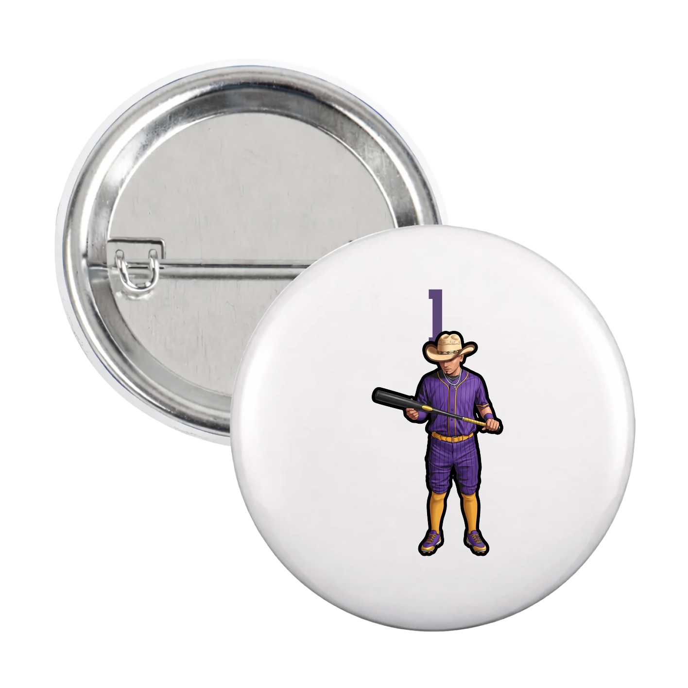 Game Day Button — Number Top in White