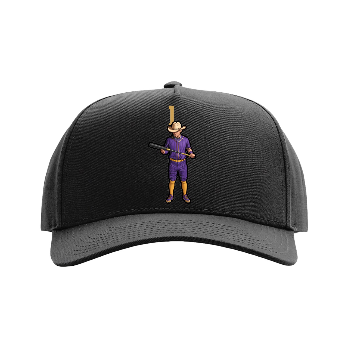 Full Fabric Five-Panel Champ Cap — Number Top in Black