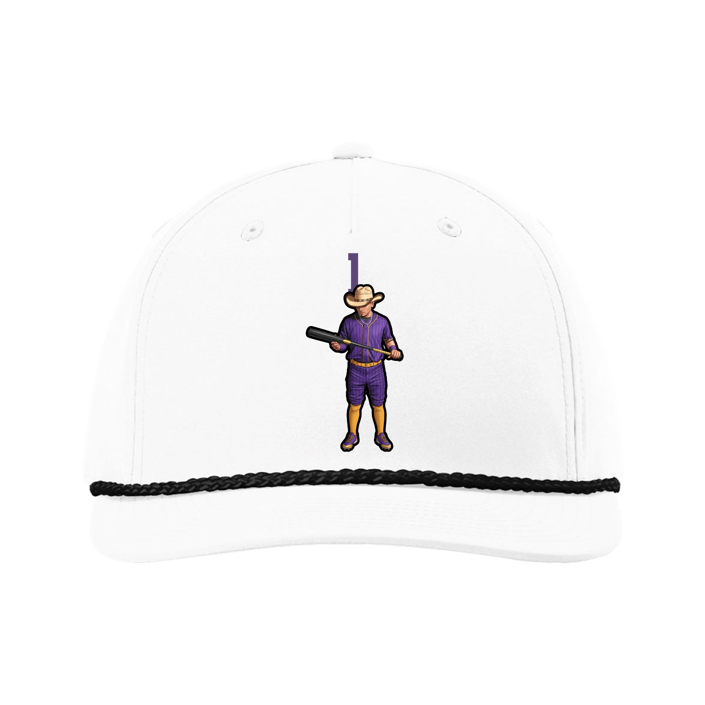 Five-Panel Classic Rope Cap — Number Top in White