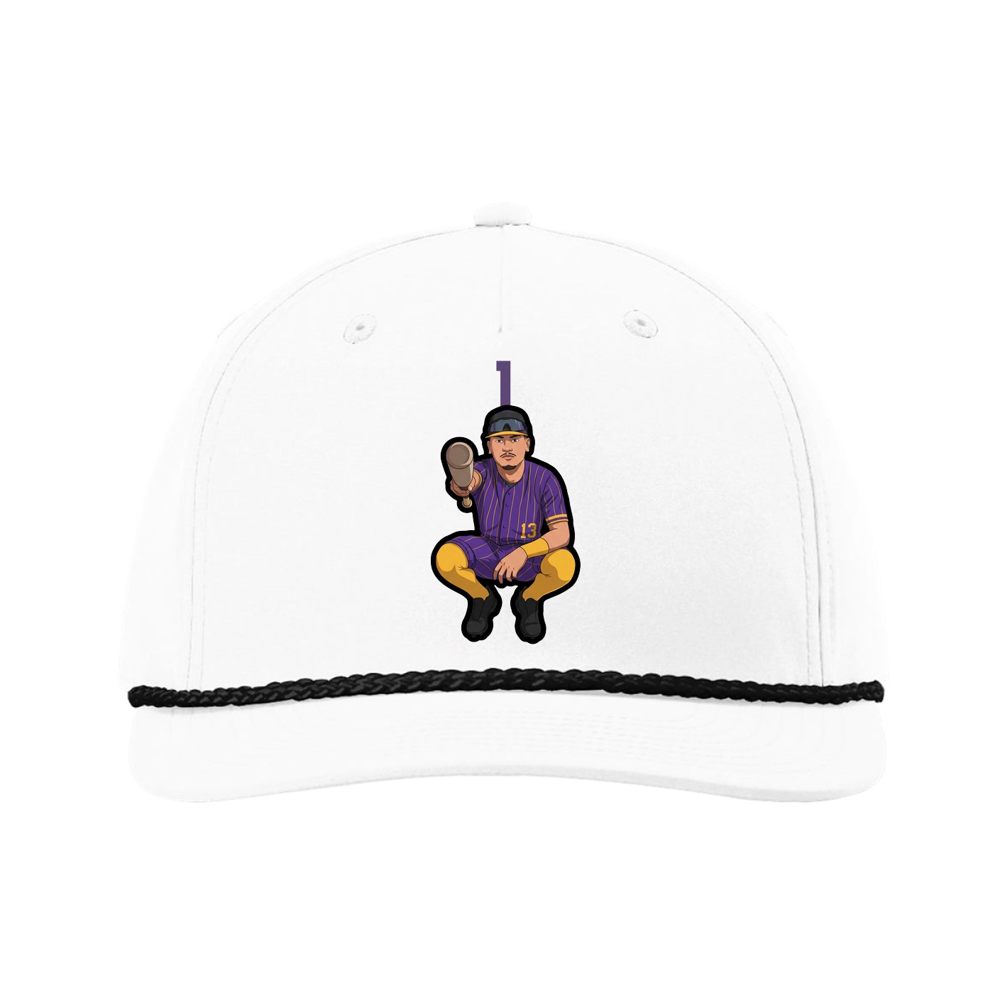 Five-Panel Classic Rope Cap — Number Top in White