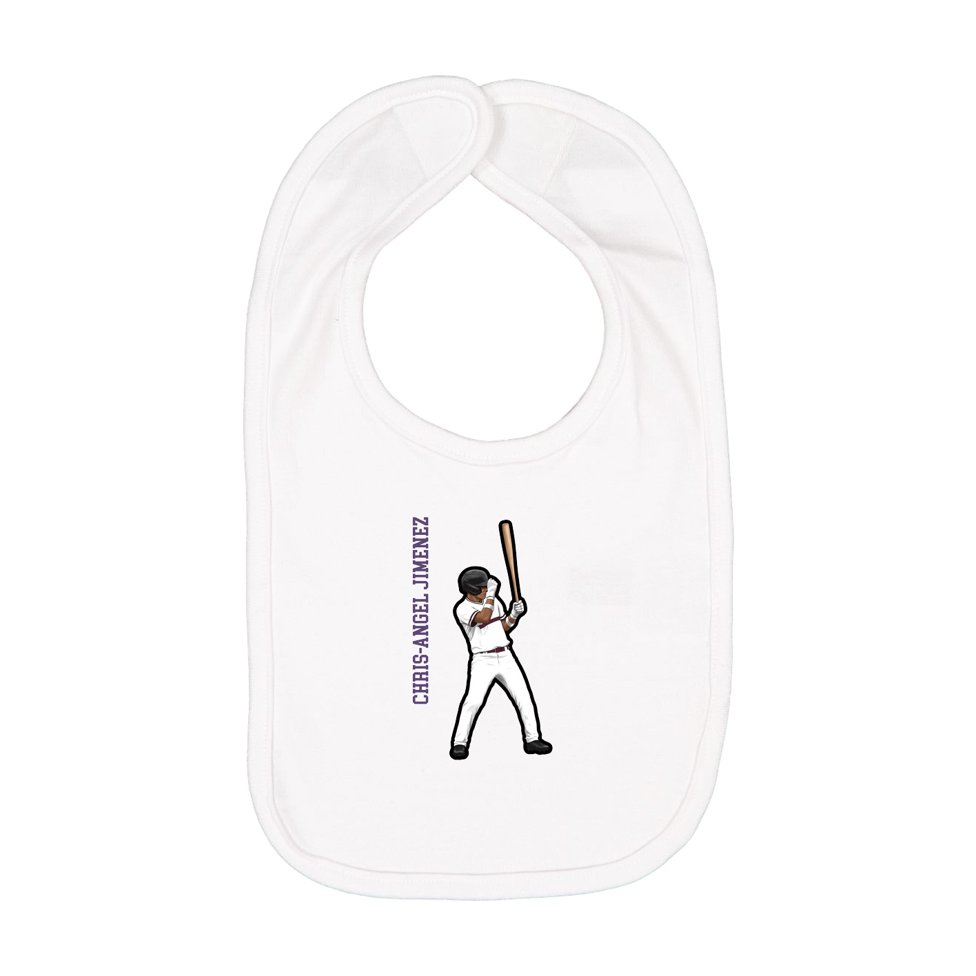 Infant Bib — Name Vertical in White