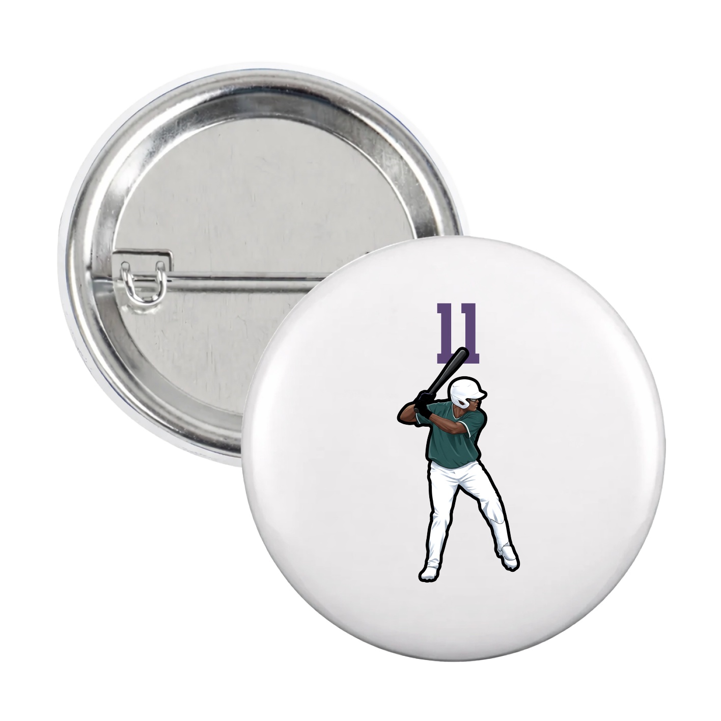 Game Day Button — Number Top in White
