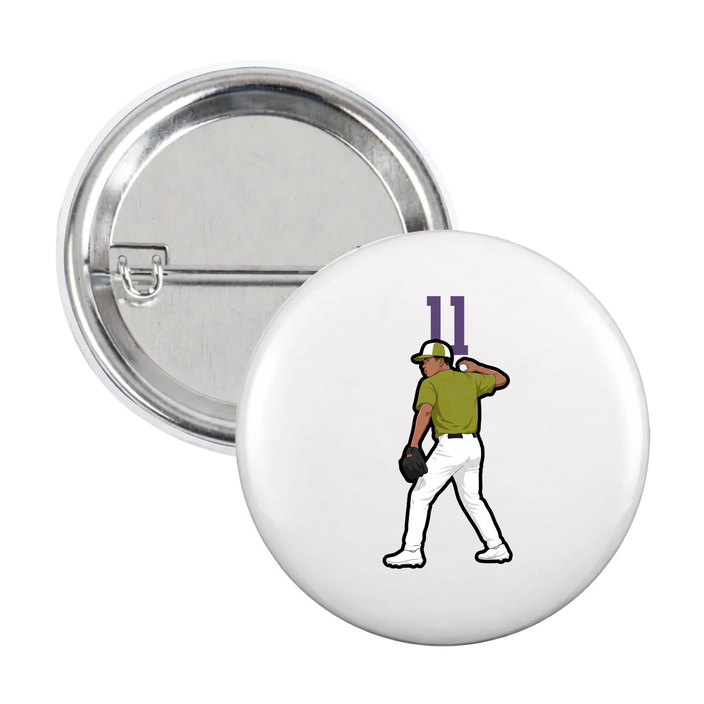 Game Day Button — Number Top in White