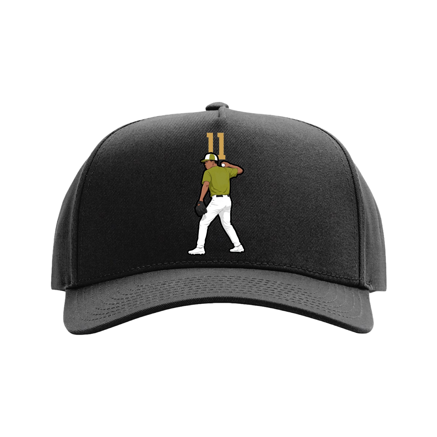 Full Fabric Five-Panel Champ Cap — Number Top in Black