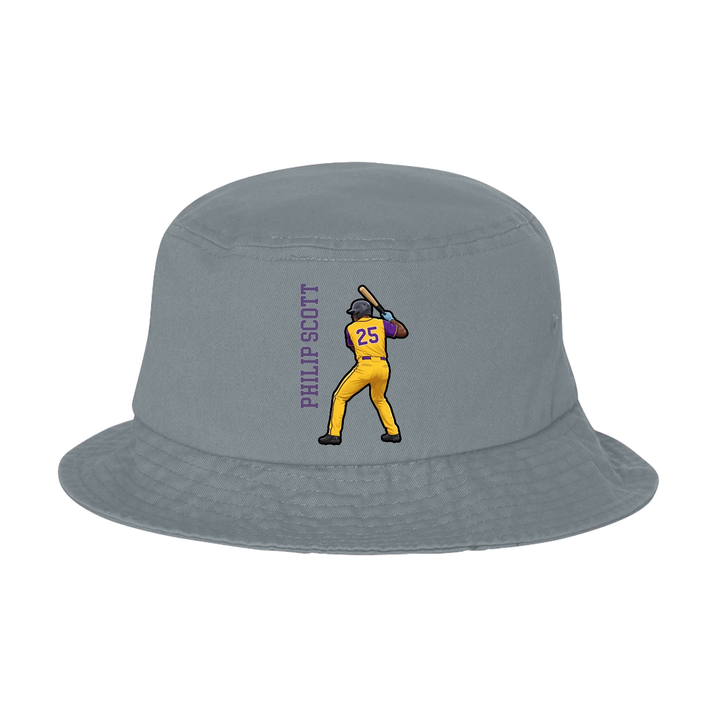 Bucket Cap — Name Vertical in Grey