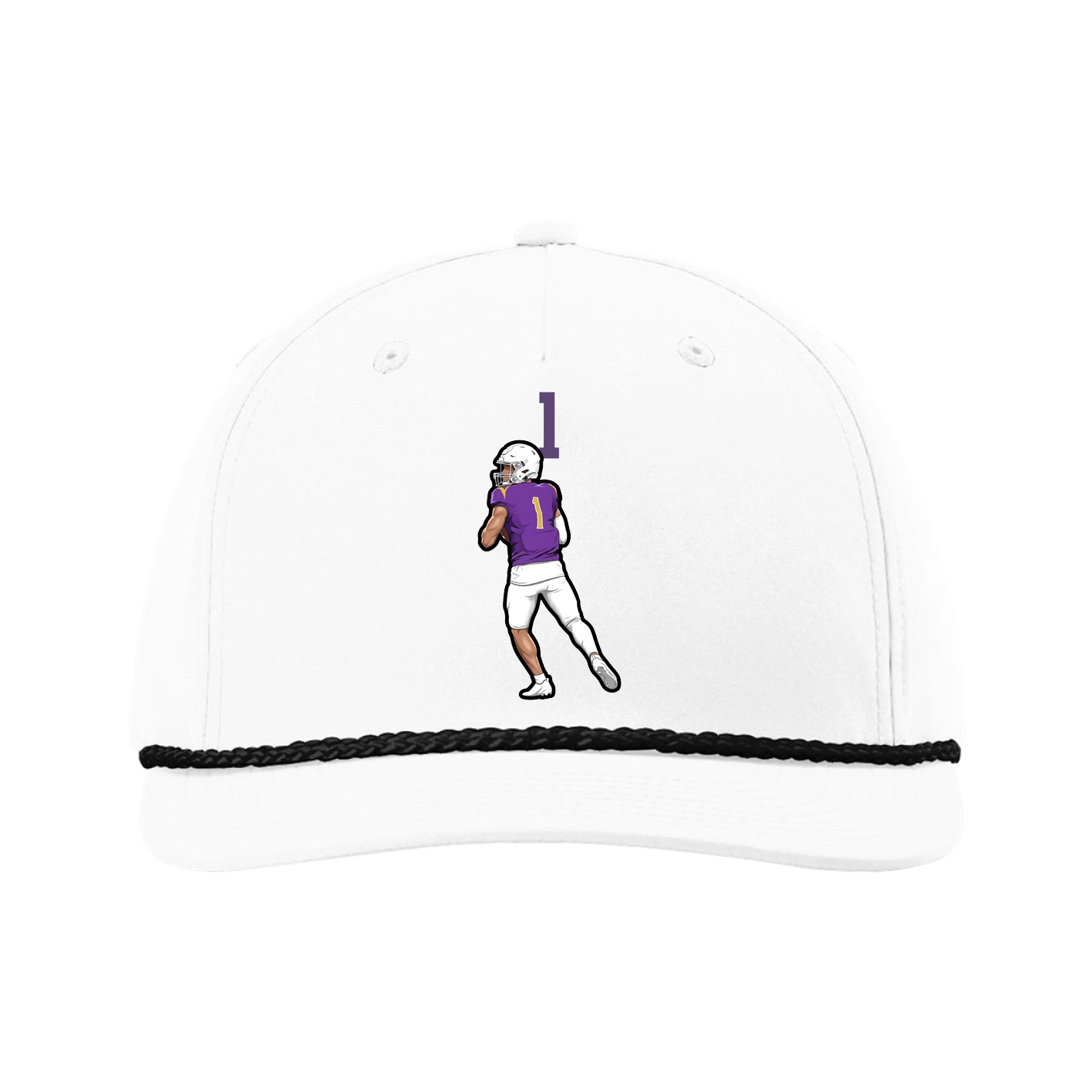 Five-Panel Classic Rope Cap — Number Top in White