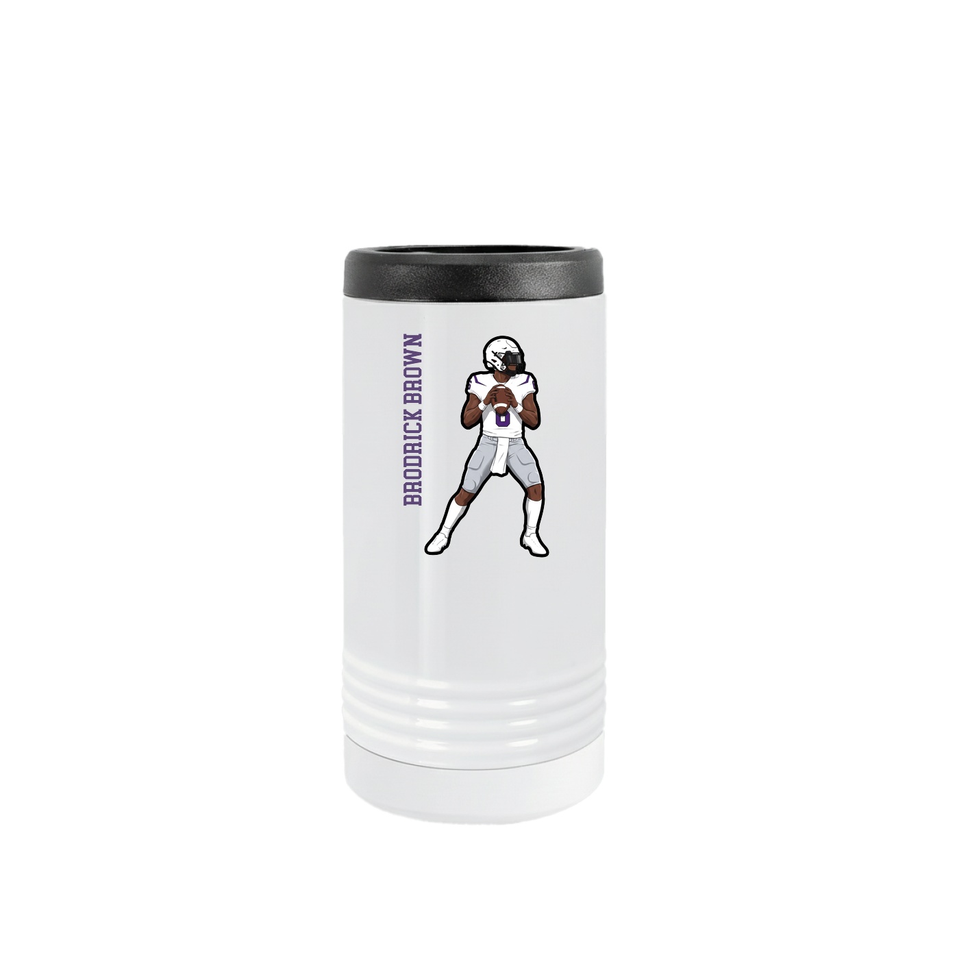 Slim Beverage Holder — Name Vertical in White