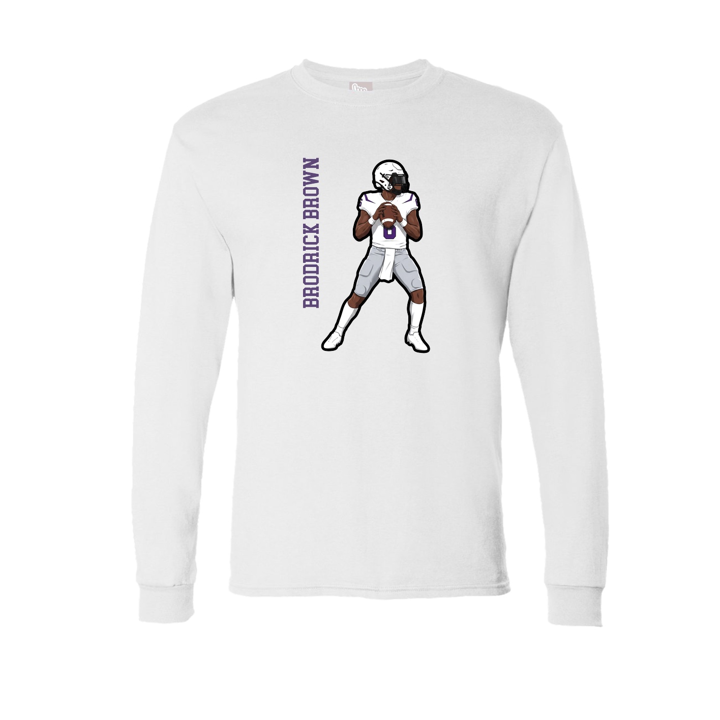 Long Sleeve Tee — Name Vertical in White