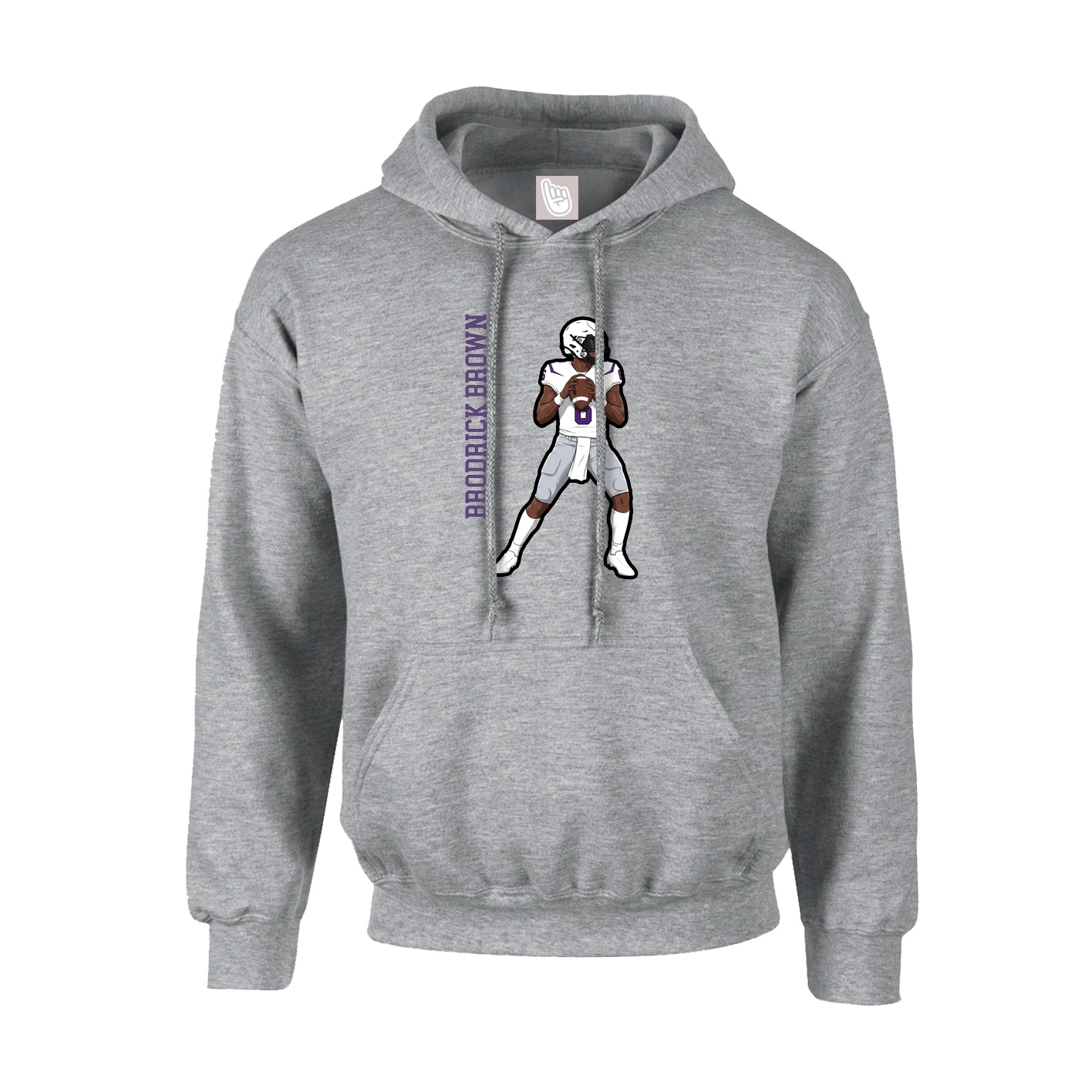 Hoodie — Name Vertical in Grey