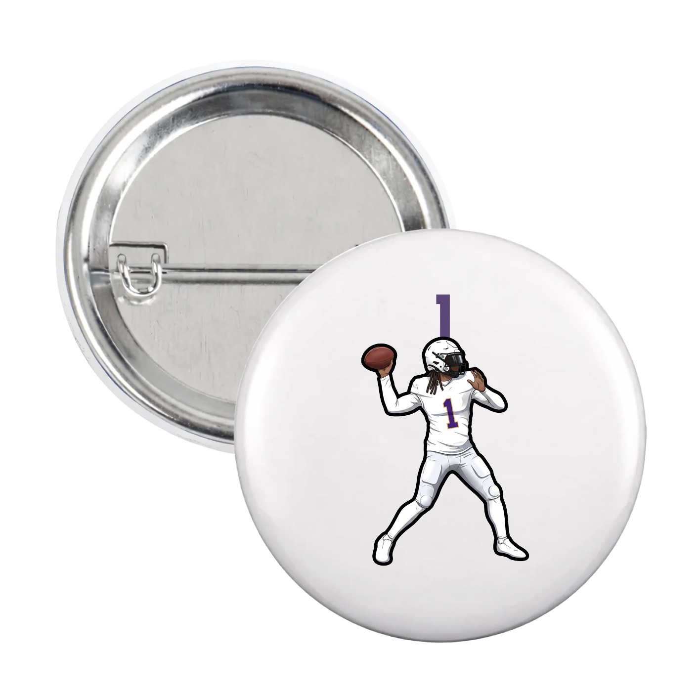 Game Day Button — Number Top in White