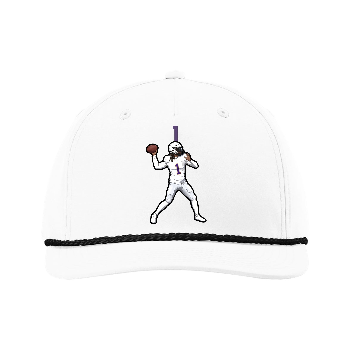 Five-Panel Classic Rope Cap — Number Top in White