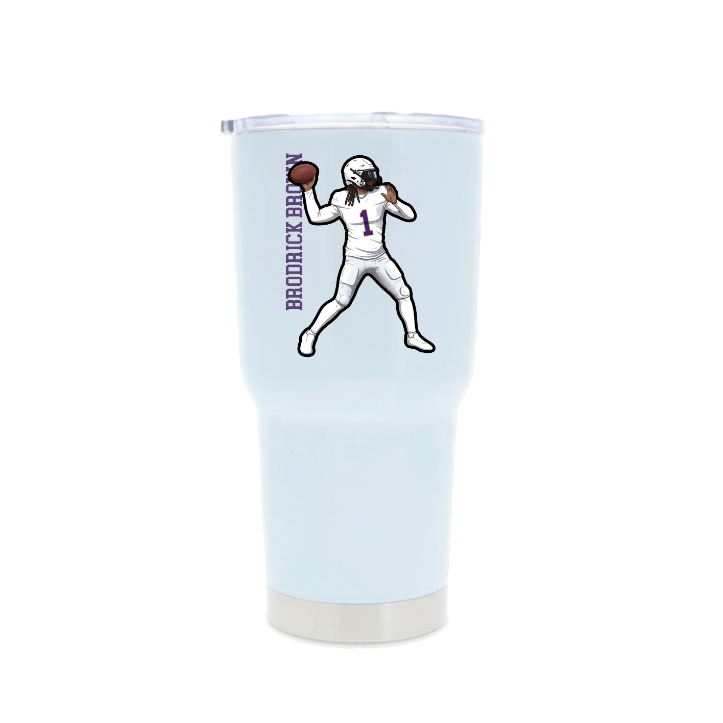 30oz Stainless Steel Tumbler — Name Vertical in White
