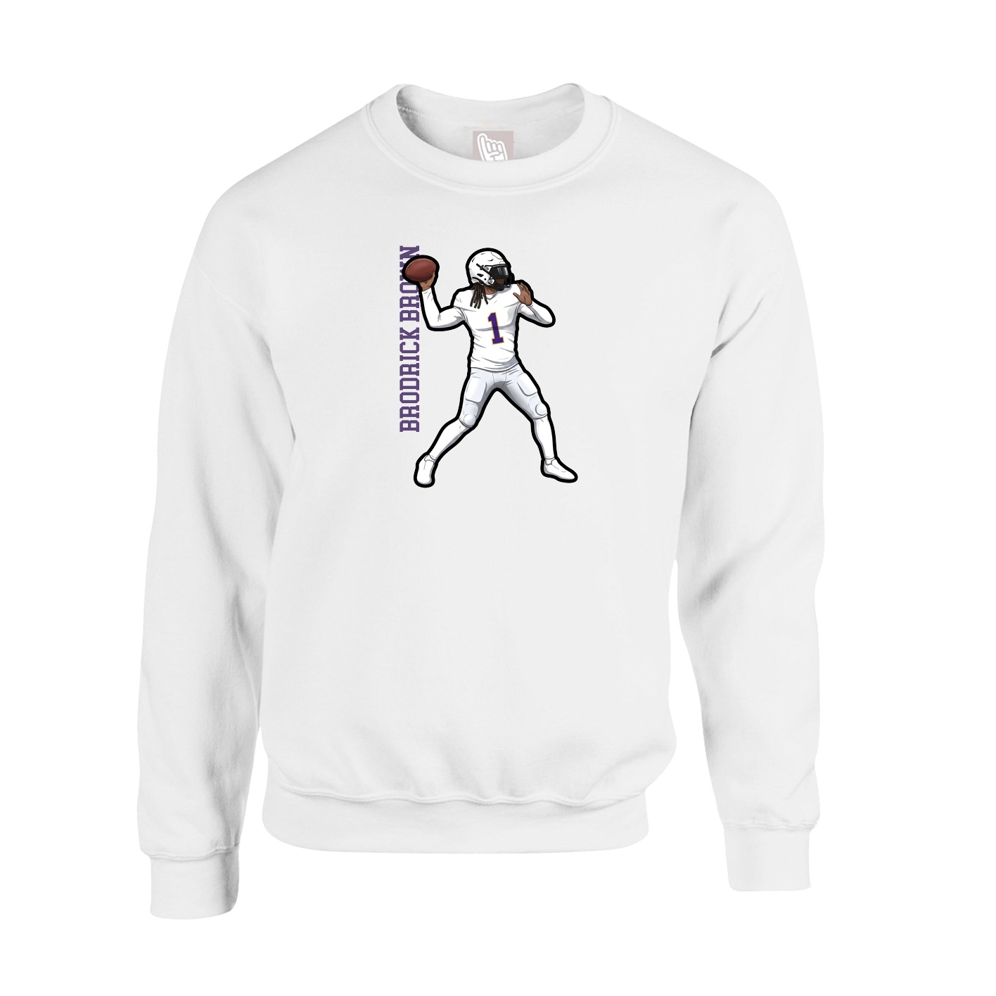 Fleece Crew — Name Vertical in White