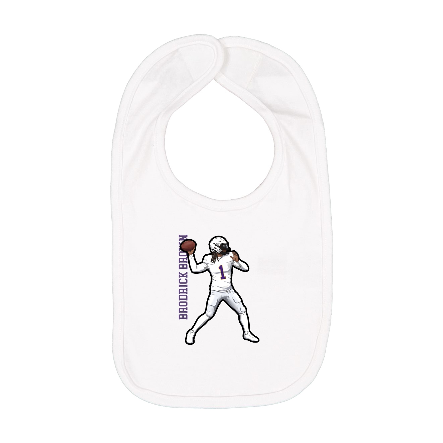 Infant Bib — Name Vertical in White