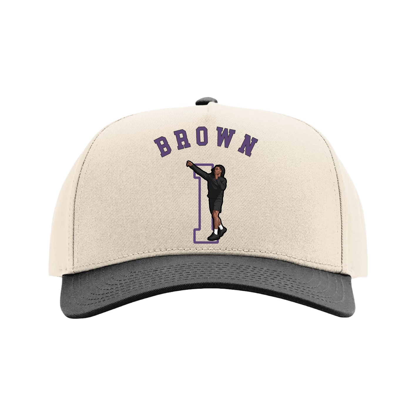 Full Fabric Five-Panel Champ Cap — Shirsey Arch in Cream/Black