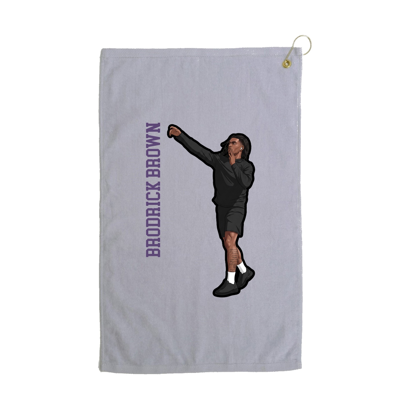 Golf Towel — Name Vertical in Grey