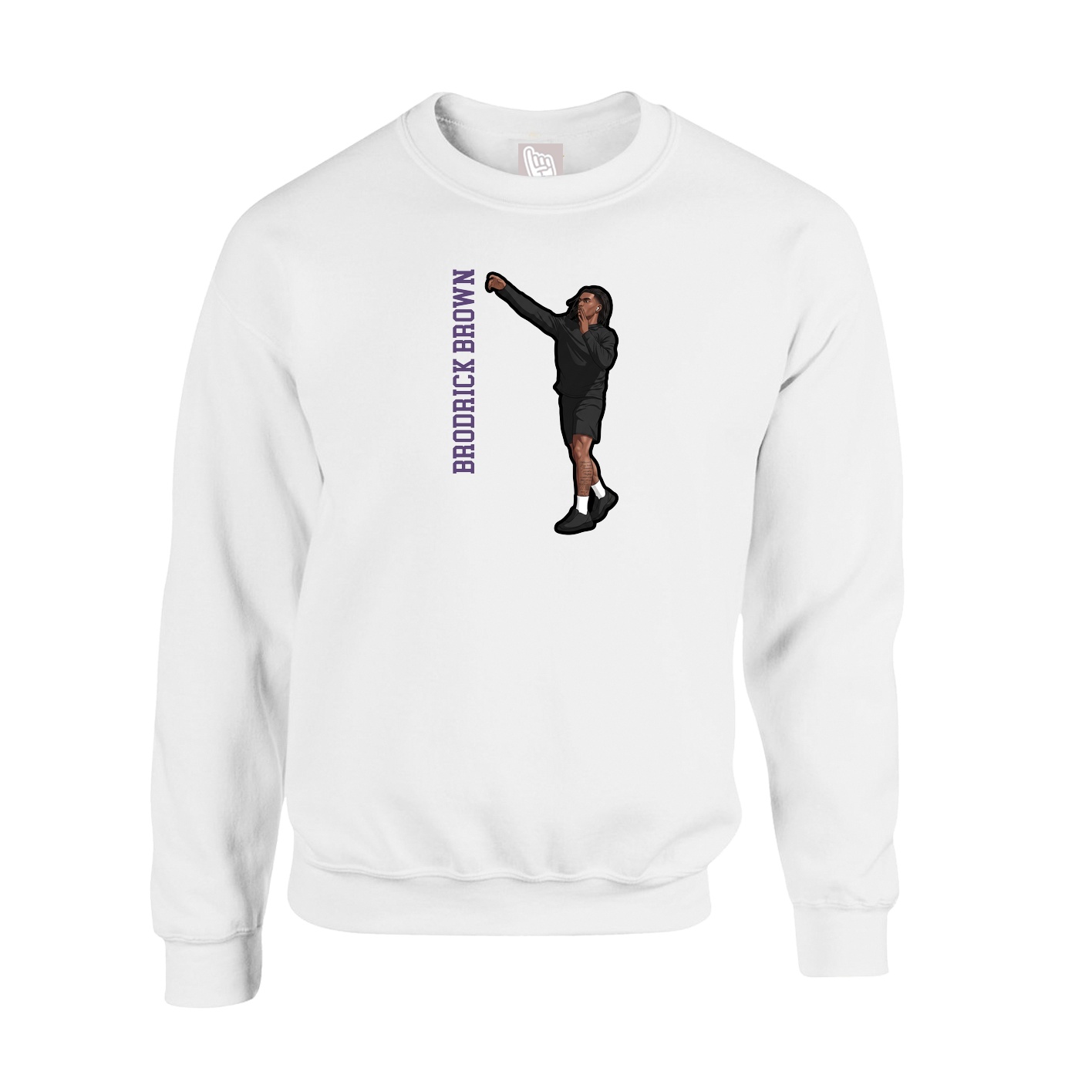 Fleece Crew — Name Vertical in White