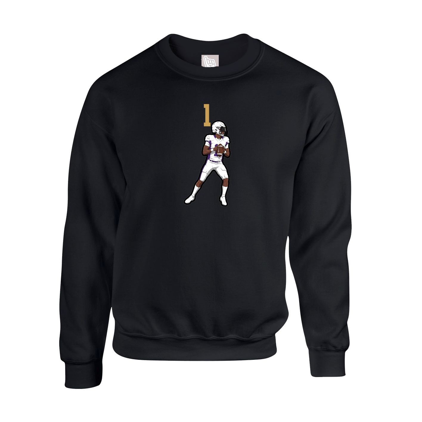 Fleece Crew — Number Top in Black