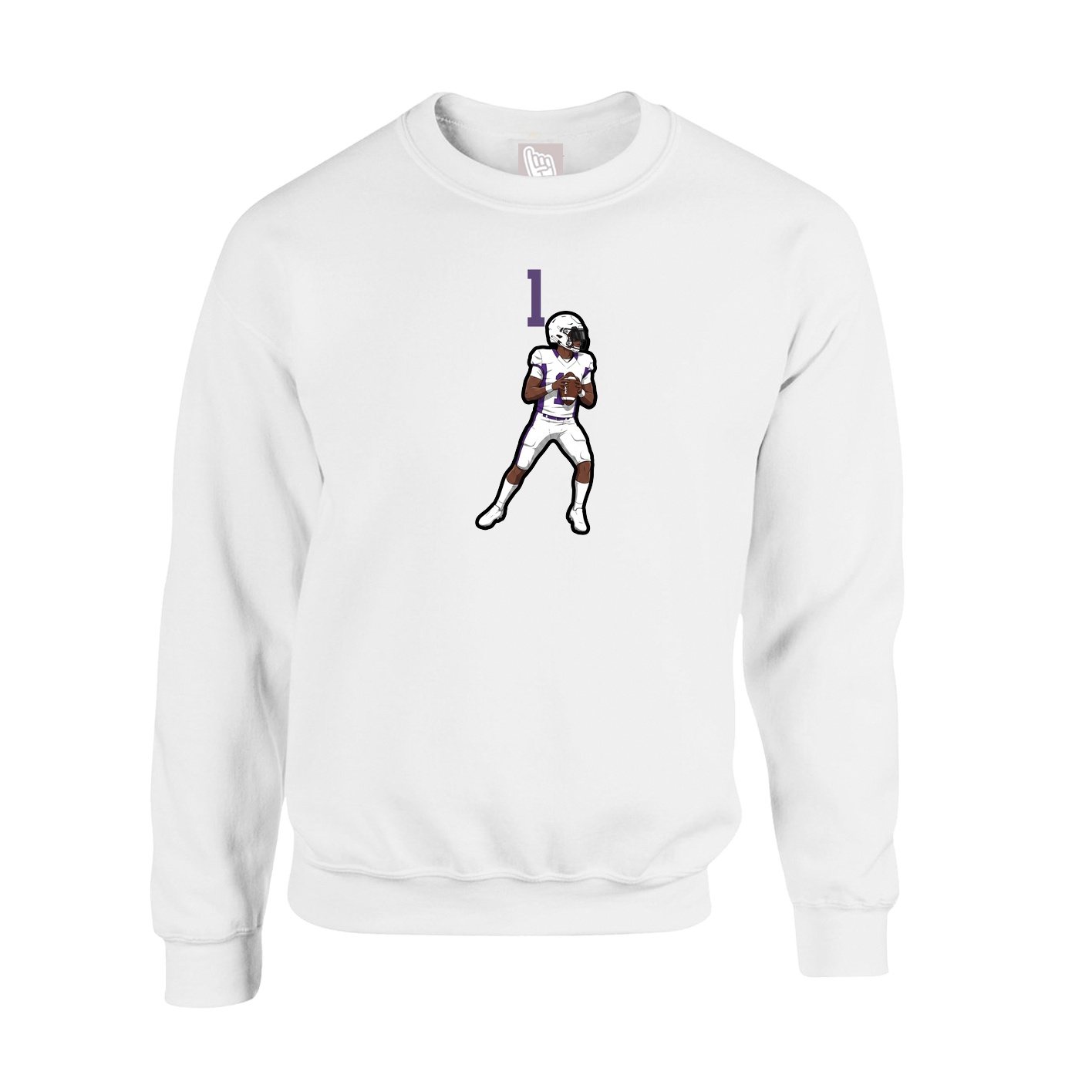 Fleece Crew — Number Top in White