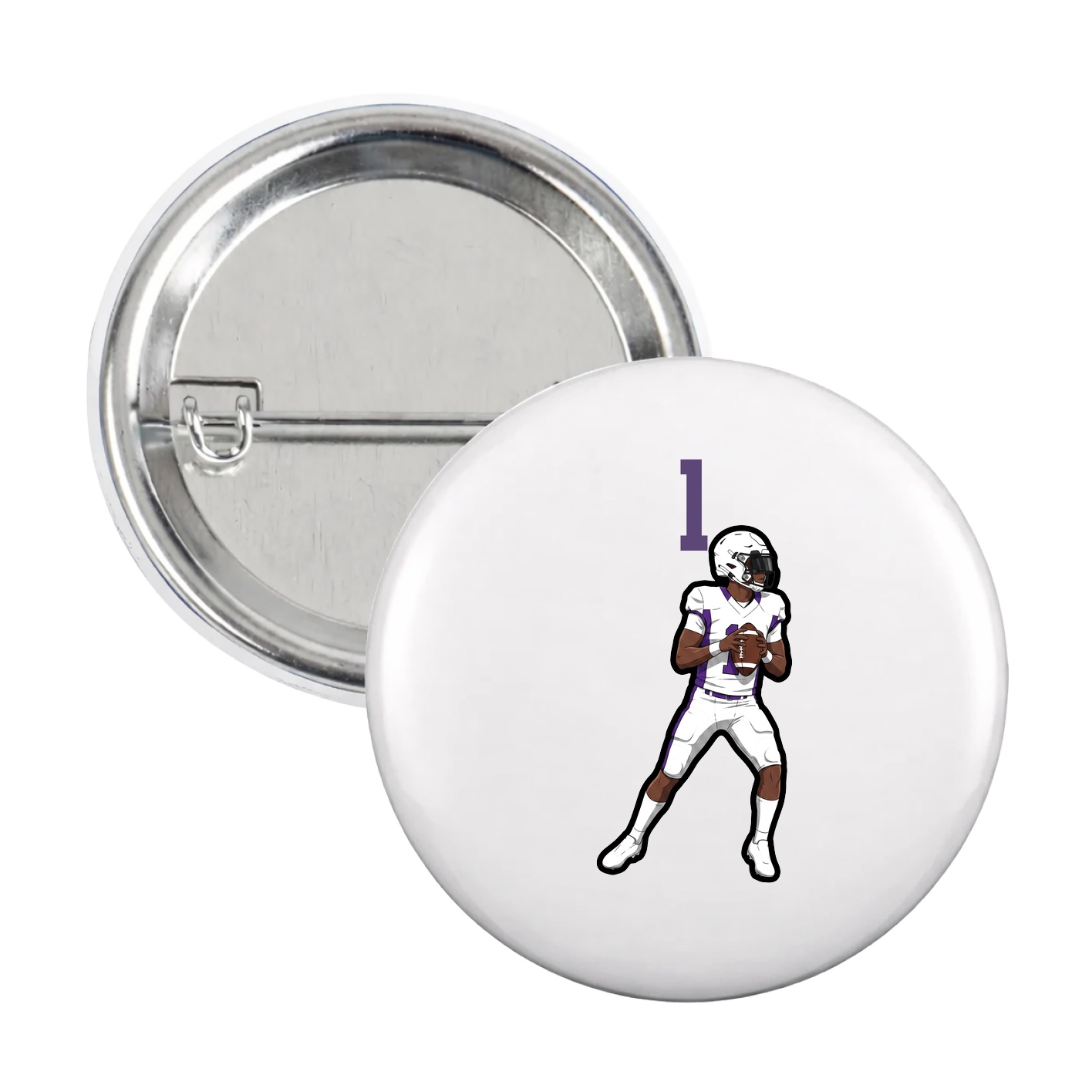 Game Day Button — Number Top in White