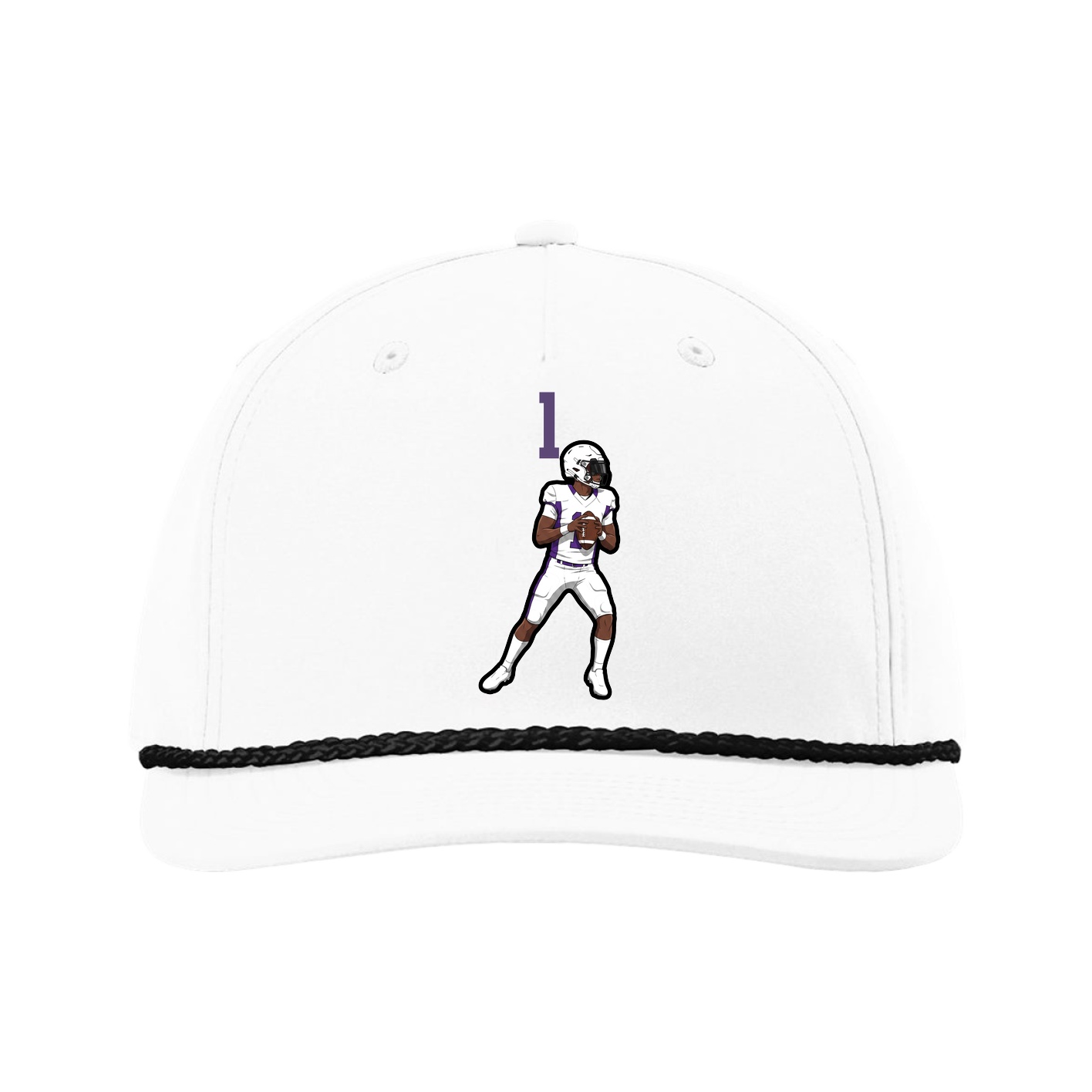 Five-Panel Classic Rope Cap — Number Top in White