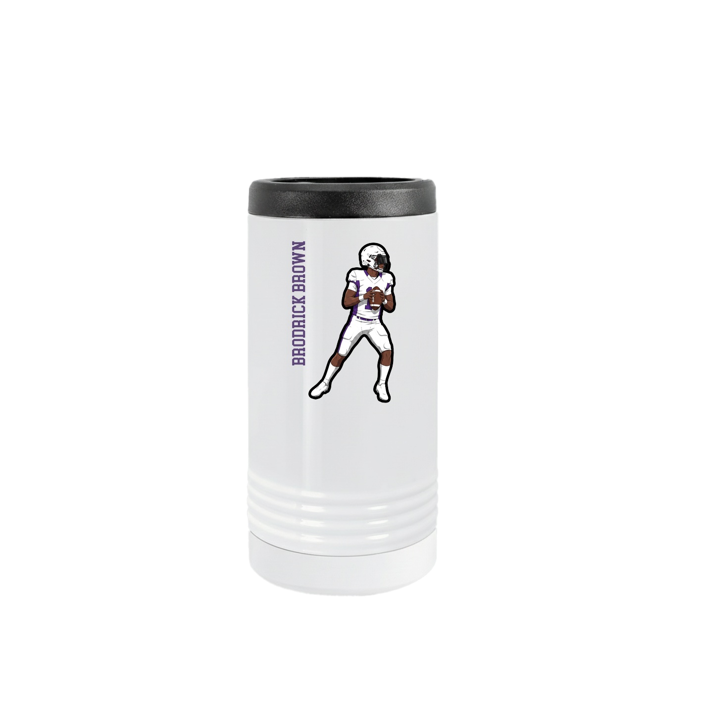 Slim Beverage Holder — Name Vertical in White