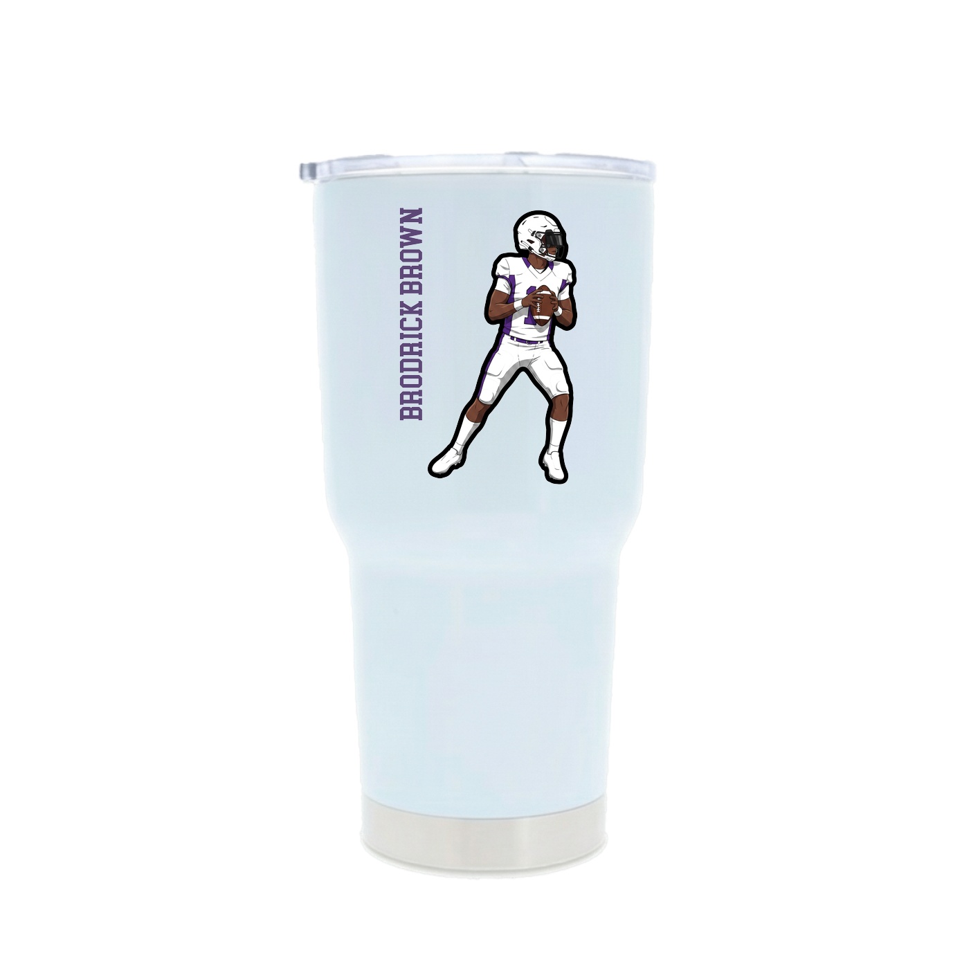 30oz Stainless Steel Tumbler — Name Vertical in White
