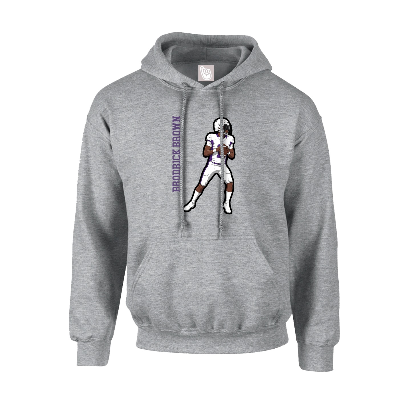 Youth Hoodie — Name Vertical in Grey