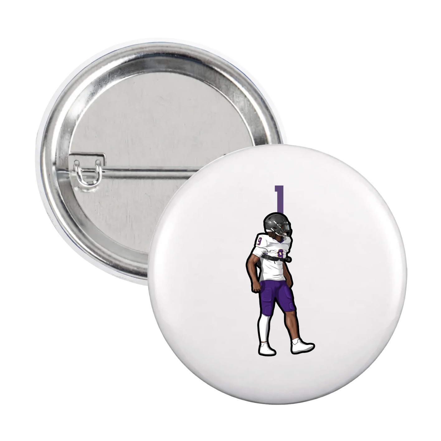 Game Day Button — Number Top in White