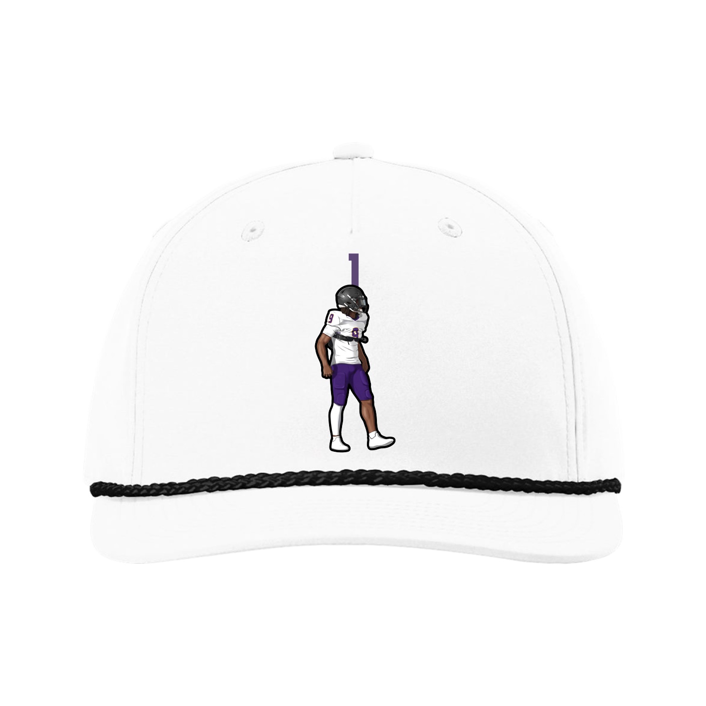Five-Panel Classic Rope Cap — Number Top in White