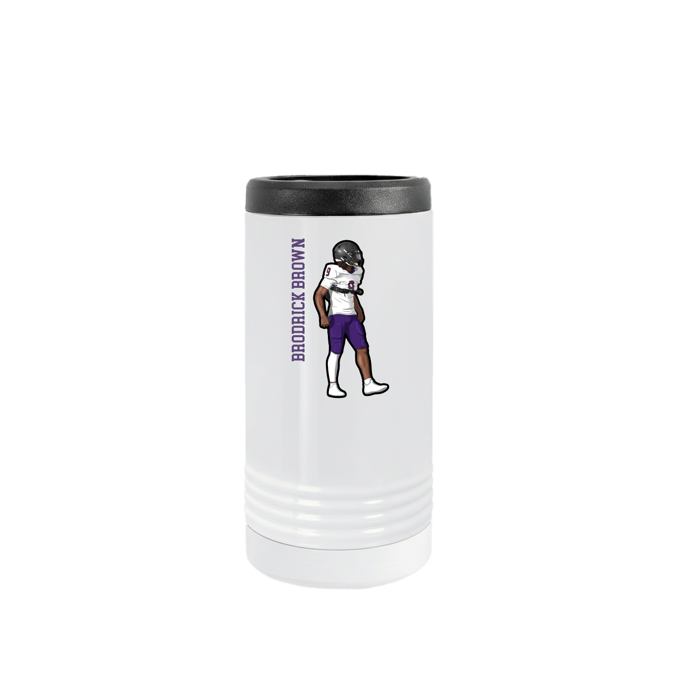 Slim Beverage Holder — Name Vertical in White