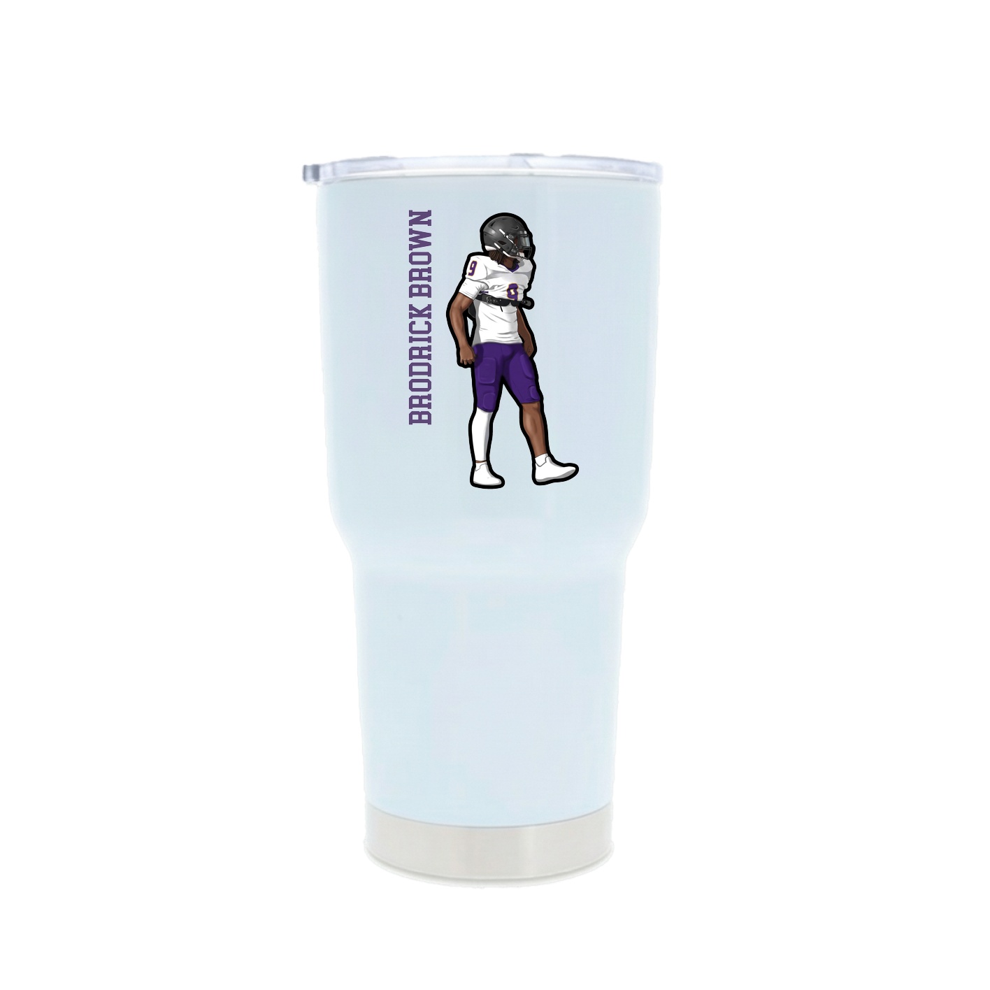 30oz Stainless Steel Tumbler — Name Vertical in White