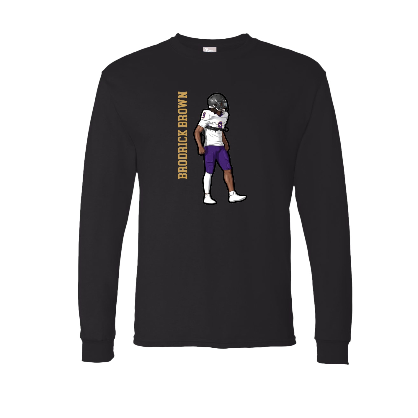 Long Sleeve Tee — Name Vertical in Black