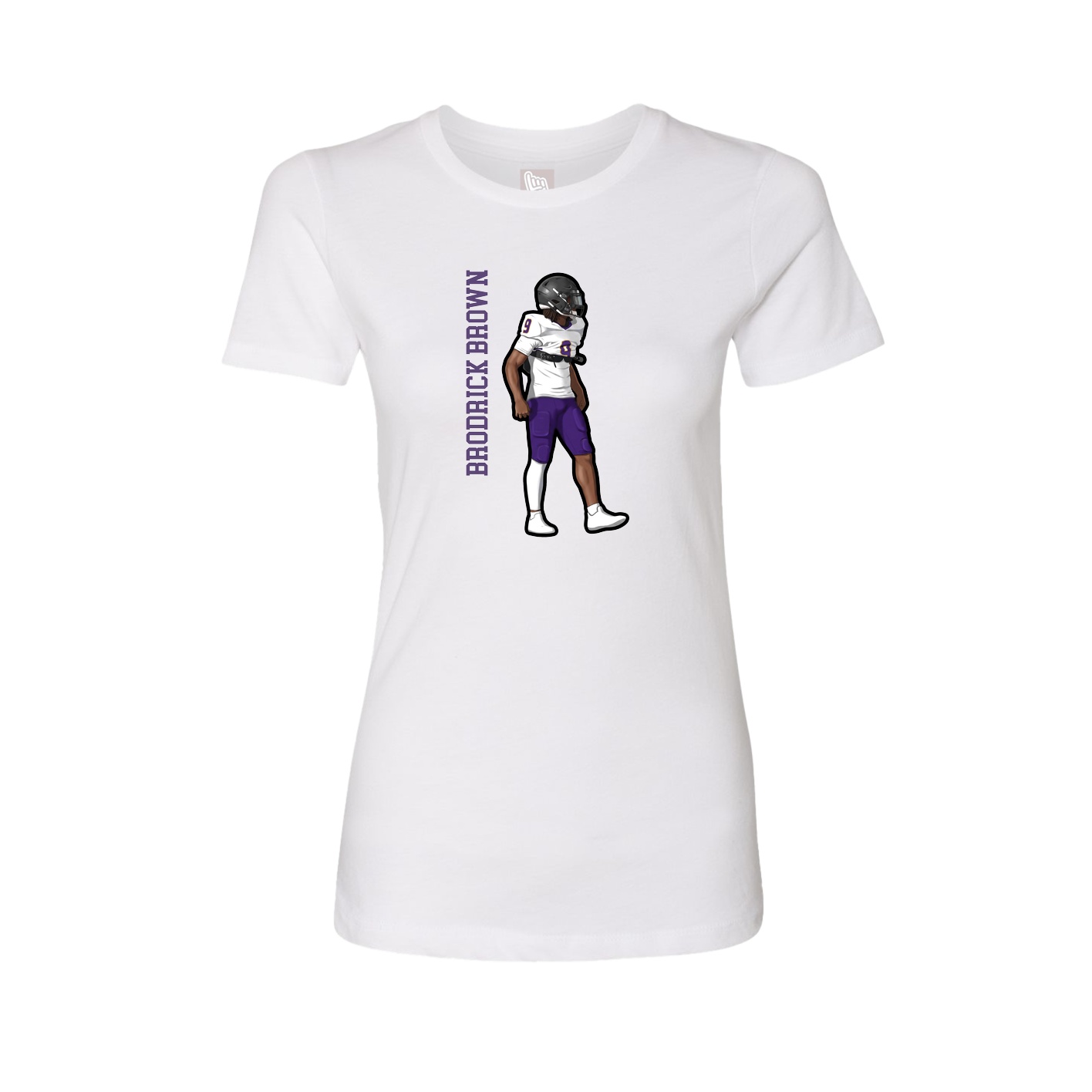 Womens Tee — Name Vertical in White
