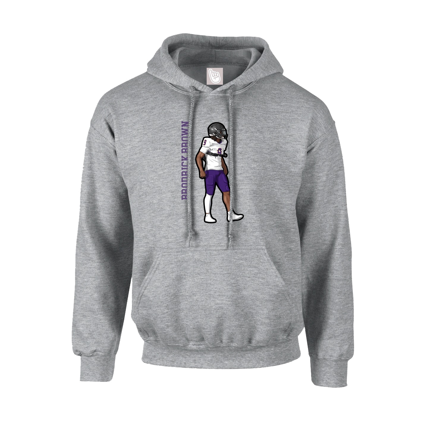 Hoodie — Name Vertical in Grey