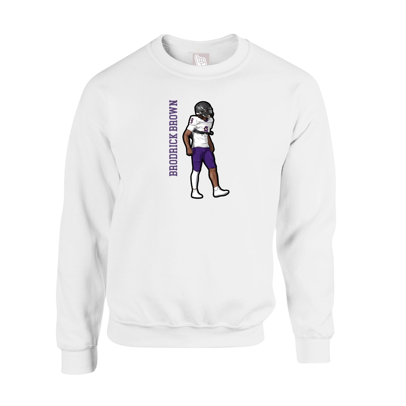 Fleece Crew — Name Vertical in White