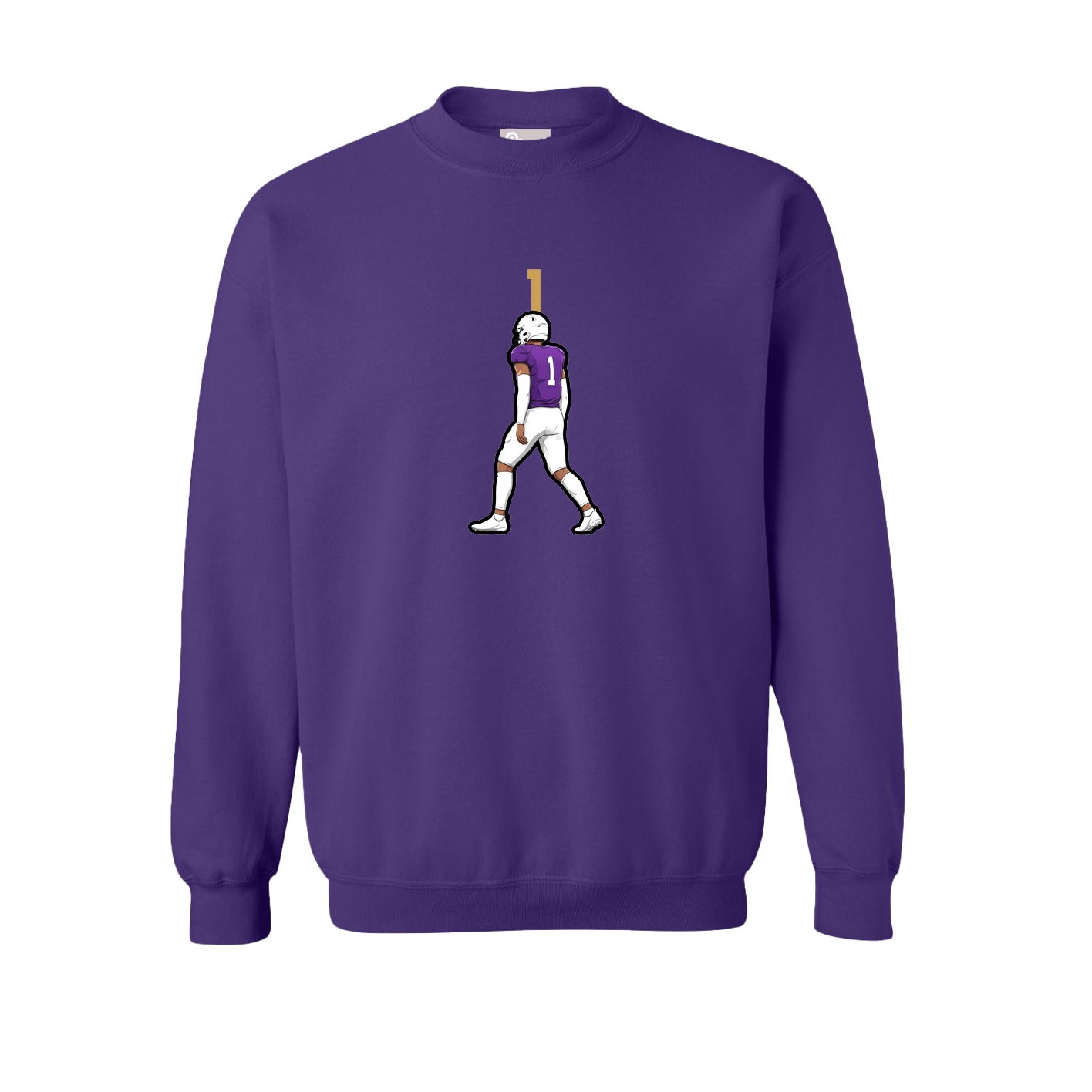 Fleece Crew — Number Top in Purple