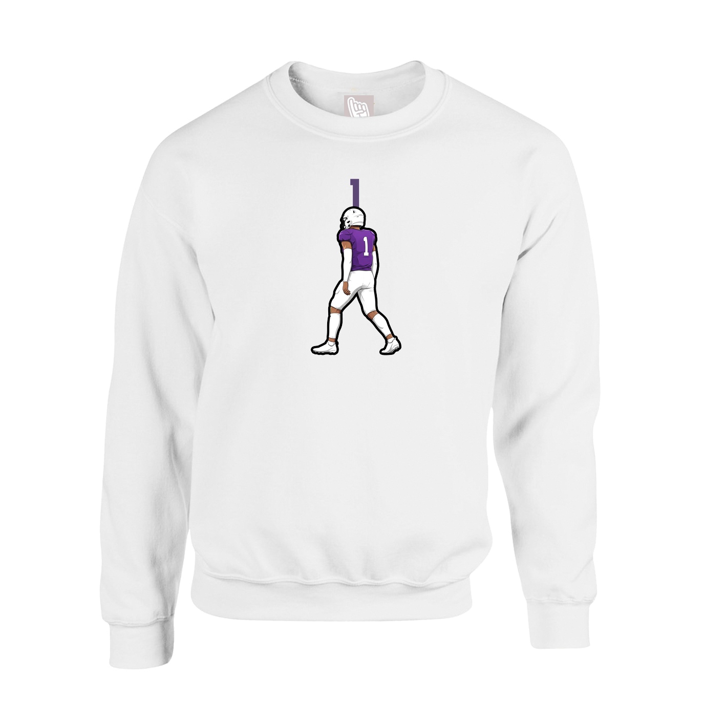Fleece Crew — Number Top in White